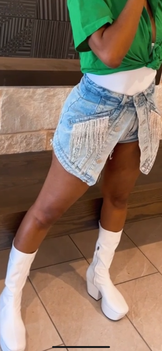 Crystal Denim Shorts